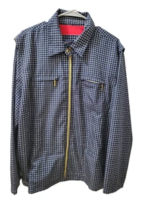 Catalina Windbreaker Jacket Full Zip Blue White Checkered Average Womens XL - Picture 1 of 11