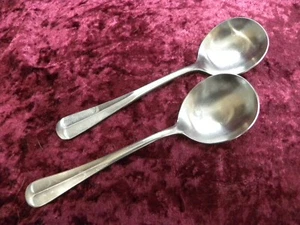 MT VERNON 2 Round Cream Soup Spoons Present Stainless-Steel Korea NICE - Picture 1 of 3
