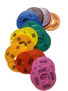 BEKLEIDUNG GRÖSSENTEILER XXS-XXXL, 29-teiliges buntes Größenausweis-Set, Kleiderständergröße - Bild 1 von 5