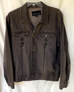 VTG 80s..KENNETH COLE..OFF BLACK..PLEATED..TRUCKER..DENIM..JACKET..MEN XL - Picture 1 of 5