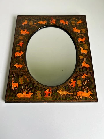 A vintage Indian Classical Style Hand Painted Wall Mirror Cover