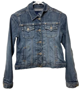 Justice Girls Blue Denim Light Factory Distressed Jean Jacket (Size Medium 12) - Picture 1 of 5