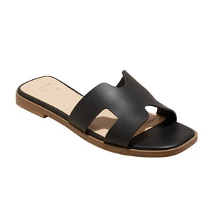 A New Day Womens Nina Wide Width Slide Sandals 92244961 Black 8W - Picture 1 of 10