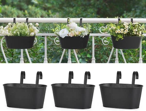 Metal Hanging Fence Planter – Detachable Hooks & Drainage Holes for Indoor/Outdo - Picture 1 of 6