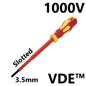 Destornillador VDE Eléctrico Ranurado Aislamiento Plano Controlador de Terminal 3,5 mm x 100 mm - Imagen 1 de 3