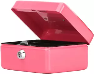 Small Cash Box with Key Lock, Decaller Portable Metal Money Box with Double Laye - Picture 1 of 12