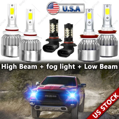 ice Blue LED Headlight High&Low&Fog Light Bulbs for 2011-2018 RAM 1500 2500 3500 - Image 1 of 4