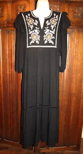 Bohme Maxi Vestido M/L Negro Bordado Boho Largo NUEVO CON ETIQUETAS NUEVO 79,50 precio de venta sugerido por el fabricante - Imagen 1 de 6
