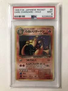 Rocket P.M. 1998 Dark Charizard Holo PSA 9 Como Nuevo Japonés 006 Pokémon REMOLINO - Imagen 1 de 4