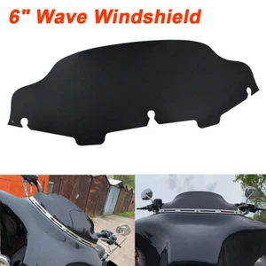 Black 6" Wave Windshield Windscreen for Harley Touring Street Glide FLHX 06-13 - Picture 1 of 17