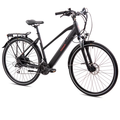Tretwerk Seville 5.0 E Bike 28" Trekkingrad Damen Pedelec 24 Gang schwarz 50cm - Bild 1 von 4