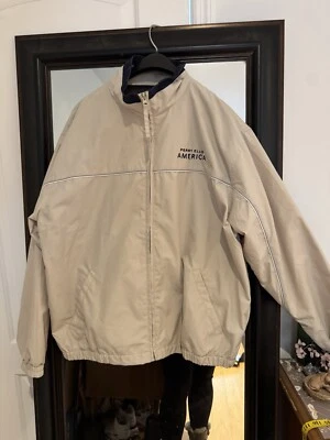 Abrigo deportivo activo Perry Ellis America chaqueta cortavientos beige grande Foto 1 de 4