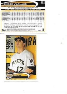 Chase D'Arnaud 2012 Topps Baseball Cards #102 NM Lot of 2 Pittsburgh Pirates