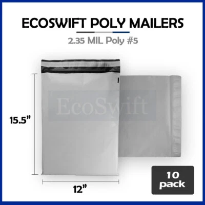 10 12x15.5 ECOSWIFT WHITE POLY MAILERS SHIPPING ENVELOPES BAGS