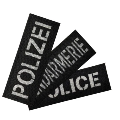 New Reflective Germany POLIZEI Police GENDARMERIE Hook Loop Patch Fastener Badge - Image 1 of 4