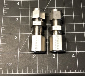 Lot of 2 Bi-Lok 3/8" Compression x 1/4" Female NPT 316 SS Bulkhead Female - Picture 1 of 5