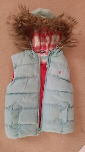 Young Dimention girls gilet/body warmer turquoise/magenta fur trim 5-6 years