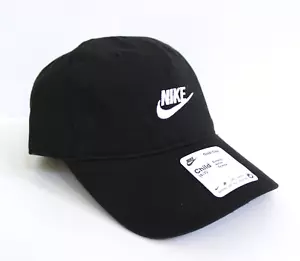 Nike Swoosh Mütze Kappe schwarz bestickt Logo verstellbarer Riemen hinten Kind Größe 4-7 - Bild 1 von 6