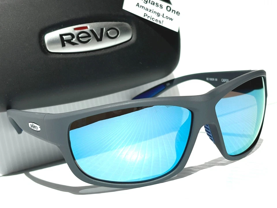NUEVO REVO CAPER Mate Gris Claro POLARIZADO Lente Azul Gafas de Sol 1092N 00 BL Foto 1 de 4