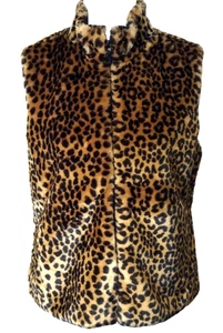 Mujeres EP Pro Leopardo Imitación Piel Pila Chaleco PS Cremallera Completa Forrado Informal Divertido - Imagen 1 de 7