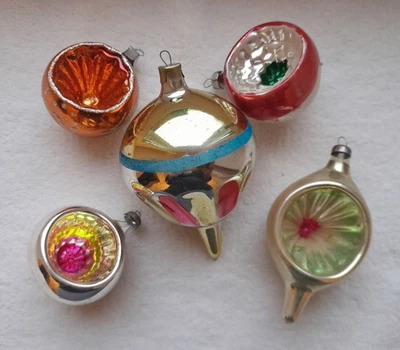 Vintage. Navidad. Año Nuevo. Juguetes de árbol de Navidad. Juego de 5 piezas. URSS Foto 1 de 4