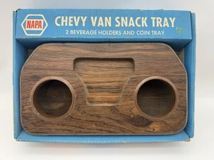 NOS NAPA Balkamp Chevy Van Snack Tray 745-3100 Woodgrain Cup Coin Holder 70s 80s - Picture 1 of 7