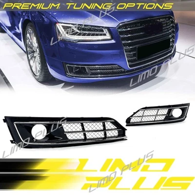 Fog Light Grille Cover For Audi A8 D4 2015–2018 Standard Bumper Fog Lamp Trim Foto 1 de 4