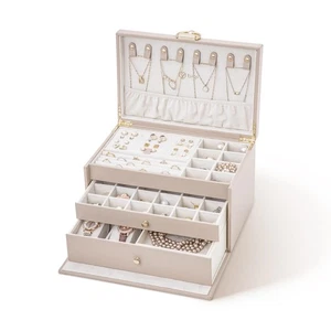 Jewelry Box for Women, 3-Tier Jewelry Organizer Box with 2 Drawers, Jewelry H... - Bild 1 von 7