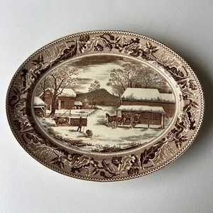 Johnson Bros HISTORIC AMERICA HOME FOR THANKSGIVING 19.5” ironstone fall platter - Picture 1 of 7