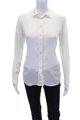 Everlane Womens Cotton V-neck Button Up Long Sleeve Sheer Blouse White Size 00 - Image 1 of 4