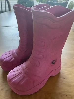 Croc Kids Rain Puddle Jumping Boots Size 8/9 Pink - Image 1 of 4