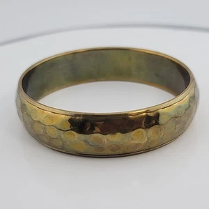 Vtg Hammered Bronze Tone Bangle 8" Bracelet - Picture 1 of 15