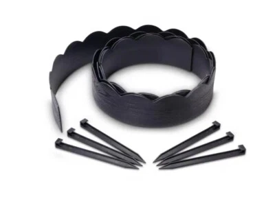 Kit de bordes de paisaje de plástico 2 en 1 de grano de madera negro de 20 pies. Foto 1 de 4