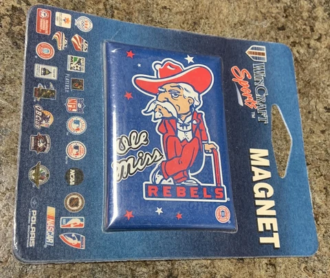 Ole Miss Rebels Col Reb Vintage WinCraft Magnet New Old Stock 1990’s Last One Cover