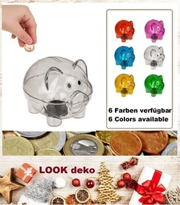 Sparschwein Piggy Klar 10x8x8 cm Kunststoff mit Stopfen-Verschluß LOOK 785906-KL - Bild 1 von 17