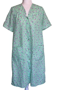 Dream Crest Women's Green Pearl Snap Robe House Coat Pockets Short Sleeve Size M - Picture 1 of 6