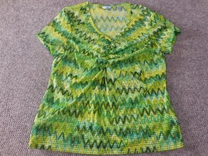 Izod Womens Blouse Extra Large green striped top stretch - Picture 1 of 12