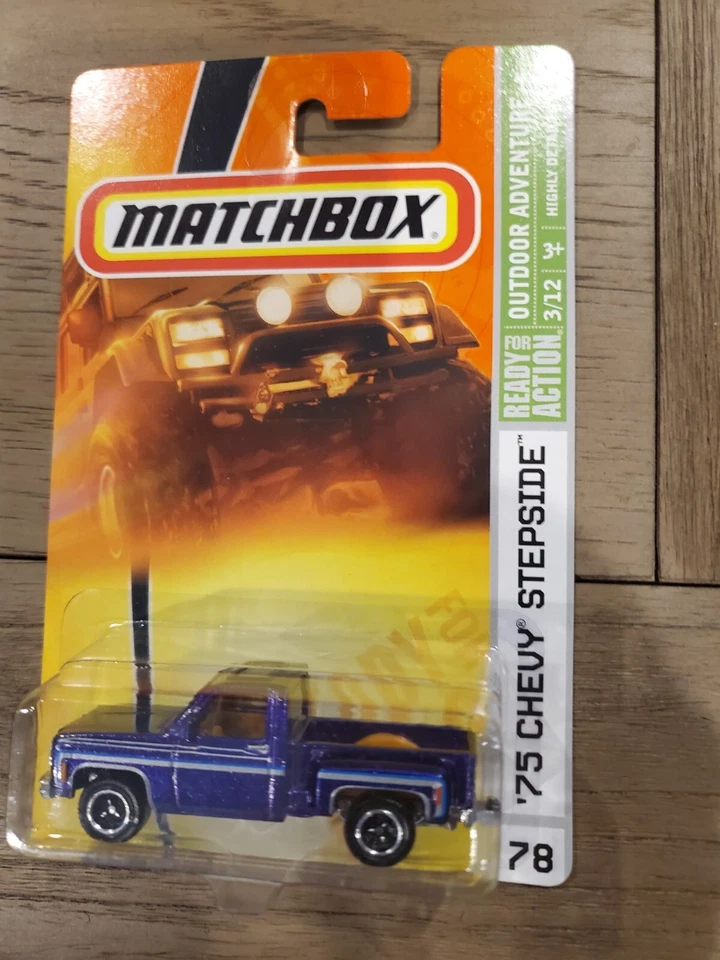 Chevy Stepside #78 Matchbox '75 púrpura (listo para acción/aventura al aire libre) Foto 1 de 1