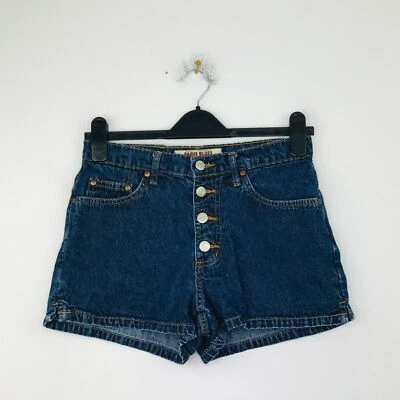 Pantalones Cortos Denim Paris Blues Junior's 5 Azul Medio Lavado Botón Mosca Tiro Alto CE3 Foto 1 de 4