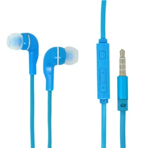 Blue Universal 3.5mm Earphones Volume Control with Mic. Handsfree Stereo Headset - Picture 1 of 3