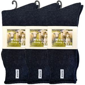 3 Pairs Premium Men's Wool Heavy Duty Thick Work Socks Cushion Woolen - Navy - Picture 1 of 2