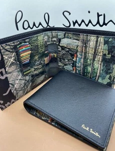Paul Smith Black Grained Leather 'Mini Cooper’ Bifold Wallet New With Tag - Picture 1 of 3