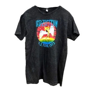 Gildan US Tour 1975 Black Short Sleeve Tee with Retro Graphic - Picture 1 of 10