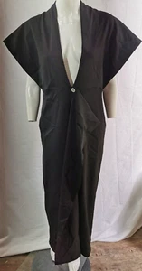 Vestido MIZONO ART to WEAR negro profundo cuello en V sin mangas largo mezcla de lana talla 2 XL - Imagen 1 de 4