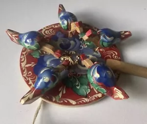 Folk Art Wooden Russian Toy Pecking Chickens - Picture 1 of 7