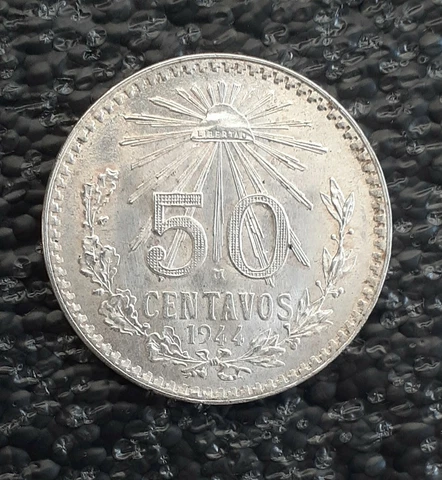1944 Mexico 50 Cent Silver Brilliant Uncirculated  0720 silver Cover