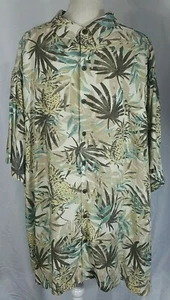 Caribbean Mens Shirt Size 4XB Hawaiian Camp Button Front Palm Tree Pineapples - Picture 1 of 3