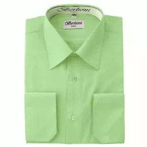 BERLIONI ITALY MEN'S DRESS SHIRT FRENCH CONVERTIBLE CUFF BUTTON DOWN NEW MINT - Picture 1 of 1