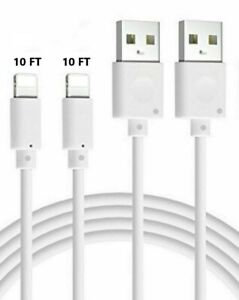 2x 10ft Extra Long Charger Cable Charging Cord for iPhone 5 6 7 8 X XS 