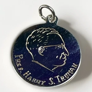 Sterling Silver President Harry S. Truman Oval 925 Pendant Charm Engraved ‘75 - Picture 1 of 8